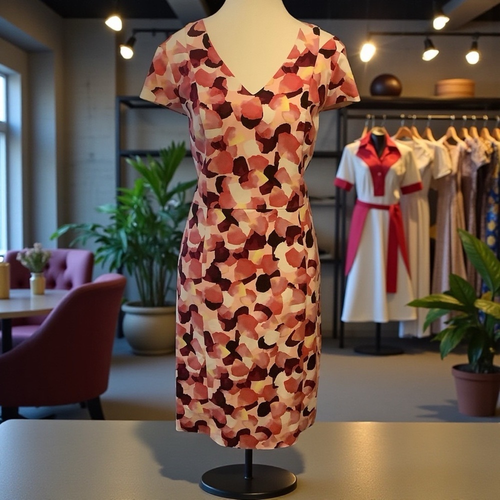 WILLOW & THREAD NWT MULTICOLOUR ABSTRACT PRINT/ SHORT SLEEVE DRESS/ Size 14